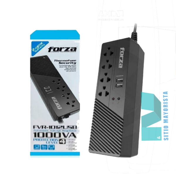 ESTABILIZADOR FORZA 4 TOMAS FVR-1012-USB, 1000VA/500W